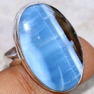 Owhyee Blue Opal Gemstone 925 Sterling Silver Handmade Ring